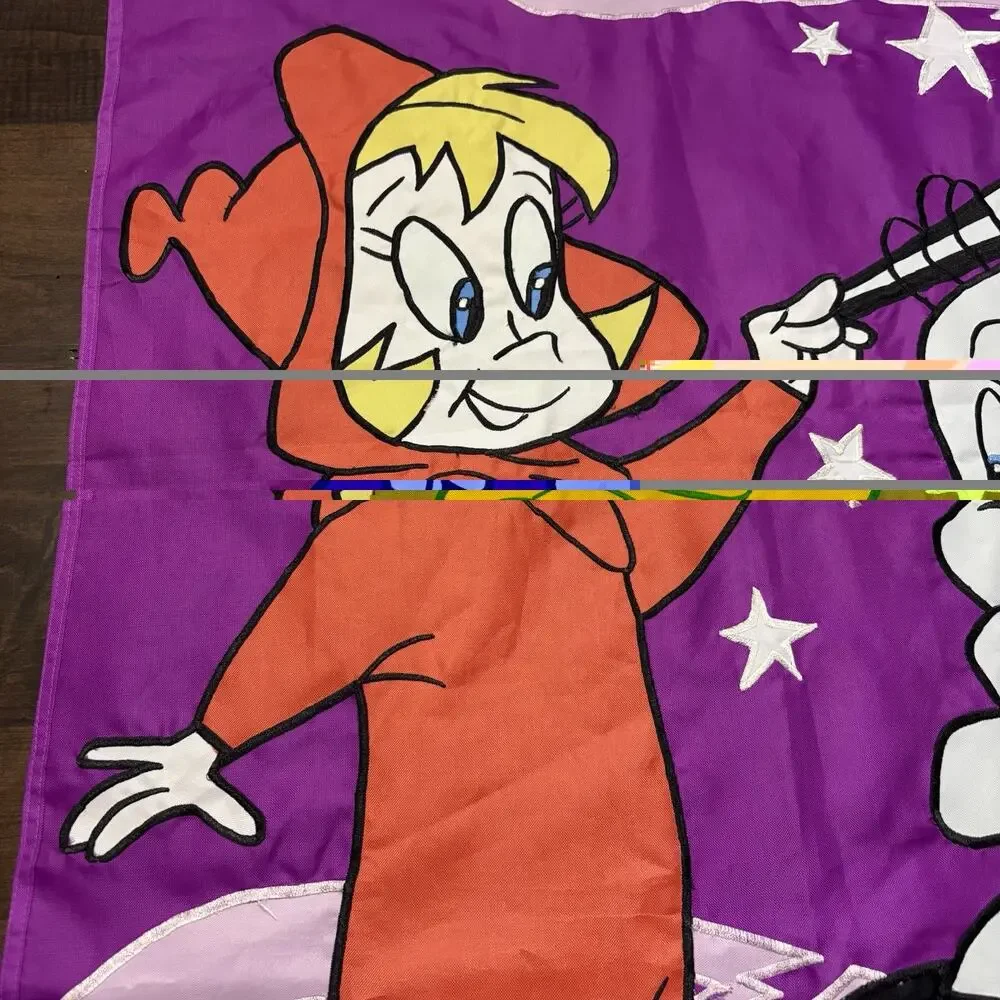 Vtg 90s Casper Ghost & Wendy Witch Trick or Treat Halloween Outdoor Flag Banner